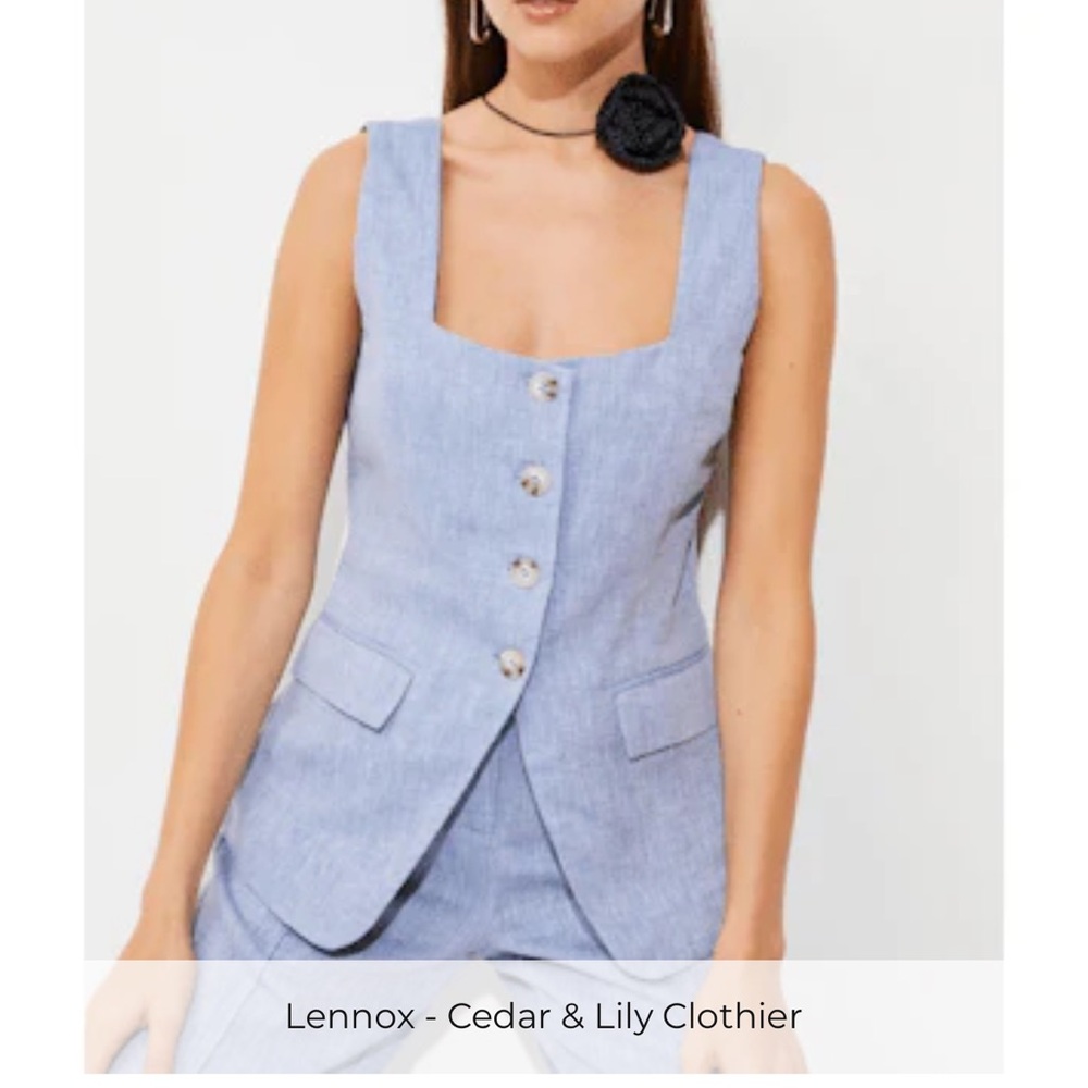 Light Blue Sleeveless Button-Up Vest and pant suncoo